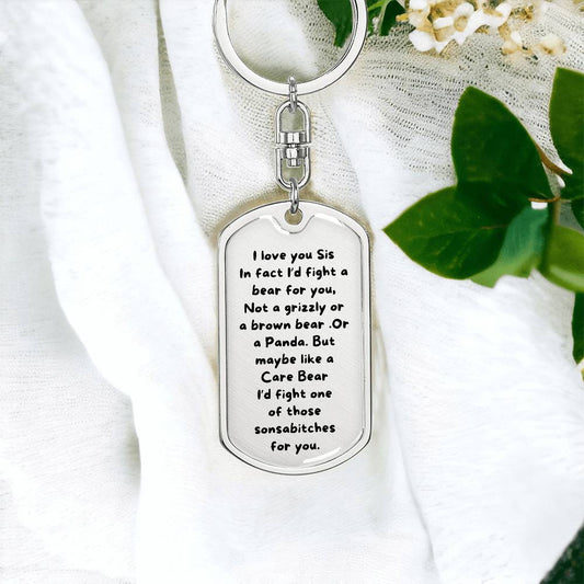 To My Sister | Dog Tag Keychain